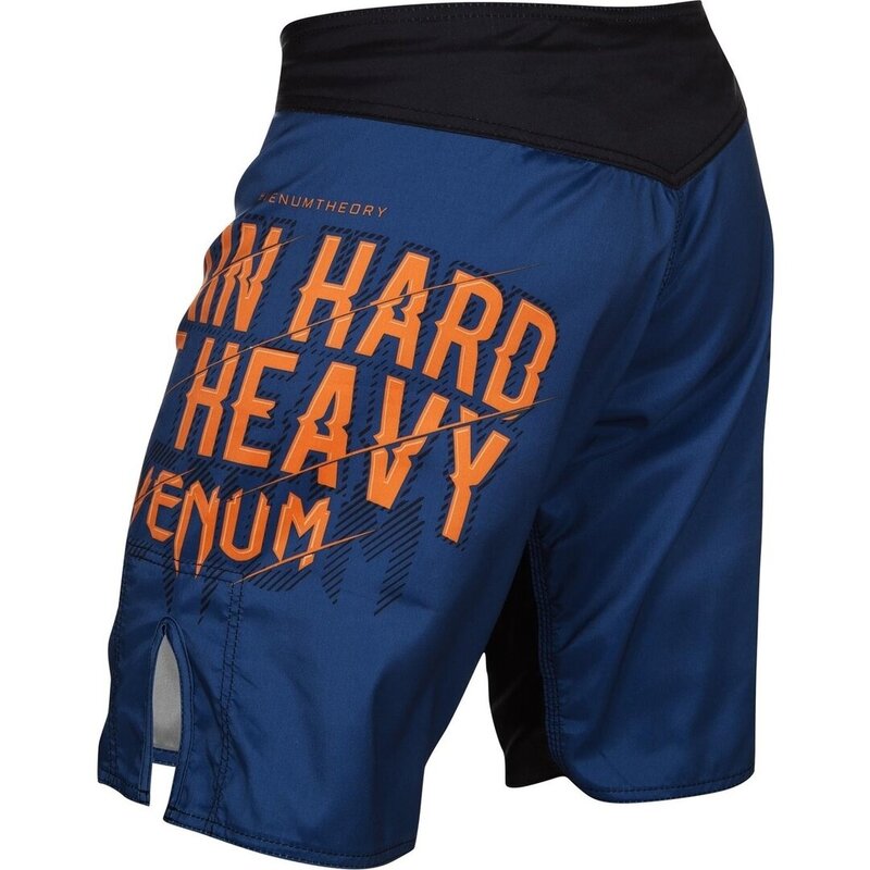 Venum Venum Fightshorts Train Hard Hit Heavy Blauw Oranje