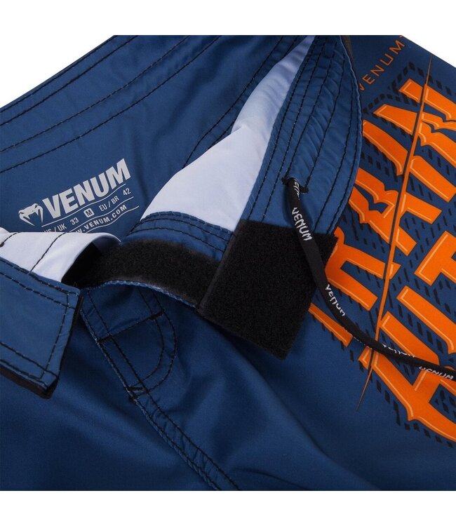 Venum Fightshorts Train Hard Hit Heavy Blauw Oranje