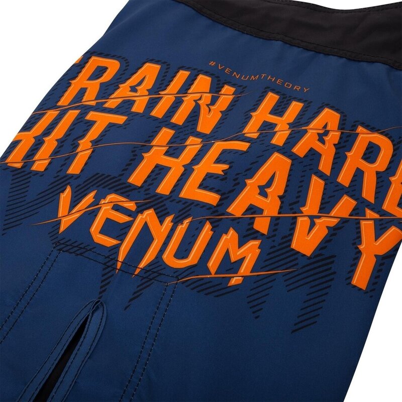 Venum Venum Fightshorts Train Hard Hit Heavy Blauw Oranje