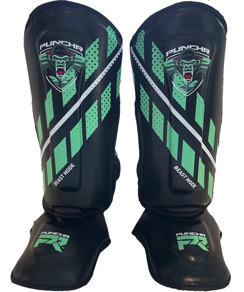 PunchR™  PunchR™ Kids Beast Mode Shin Guards Black Green