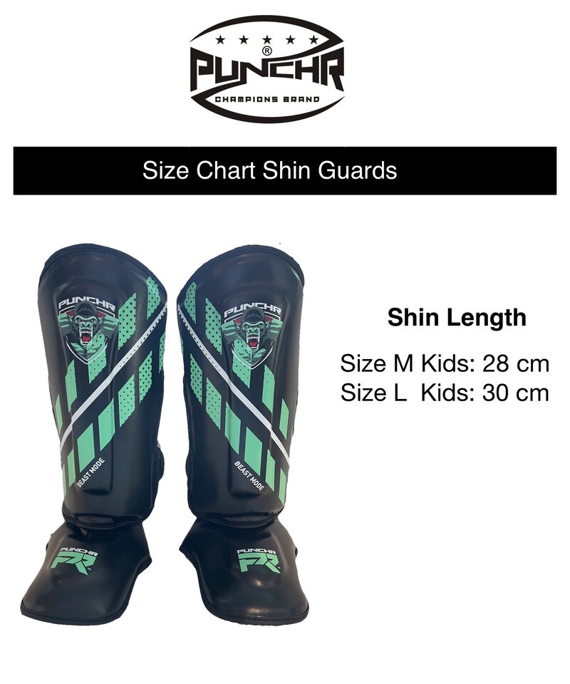 PunchR™  PunchR™ Kids Beast Mode Shin Guards Black Green