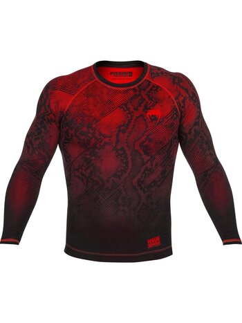 Venum Venum FUSION Rash Guard Compressie L/S T-shirt Zwart Rood