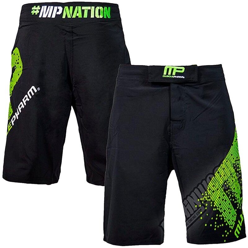 MusclePharm MusclePharm Pixel Heren MMA Fightshorts Zwart Groen