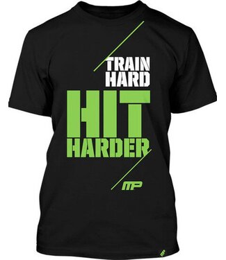 MusclePharm T Shirts Train Hard Hit Harder Black