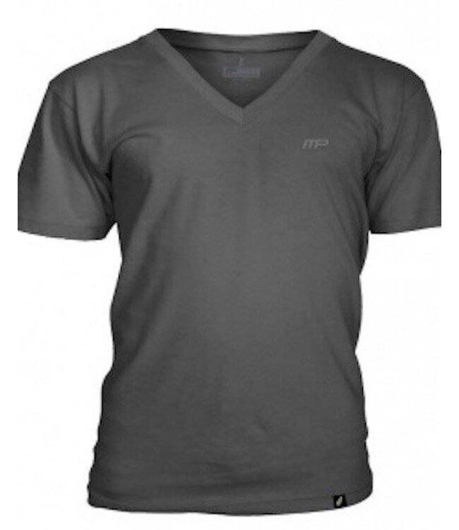 MusclePharm MusclePharm Geborduurd T-shirt V-hals Katoen Grijs
