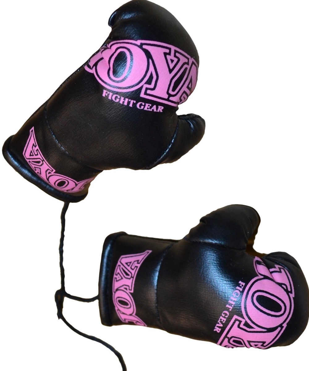 pink boxing gloves hanging