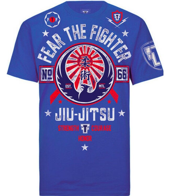 Fear the Fighter Fear the Fighter Jiu Jitsu T-Shirts Katoen Blauw