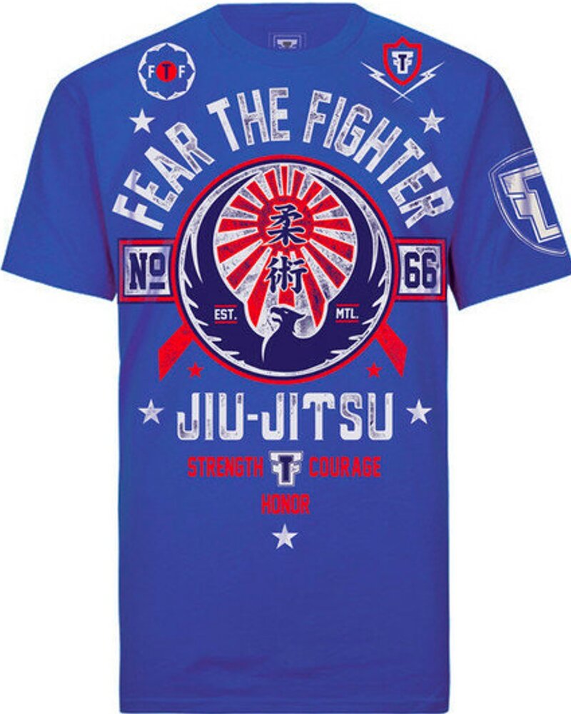 Fear the Fighter Fear the Fighter Jiu Jitsu T-Shirts Katoen Blauw