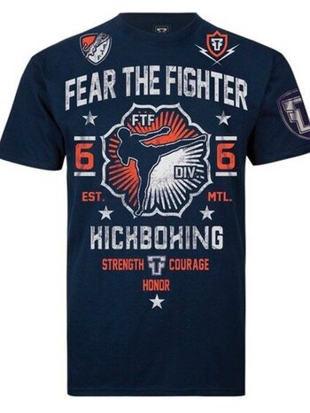 Fear the Fighter Fear The Fighter Kickboxen T-Shirt Baumwolle Marineblau