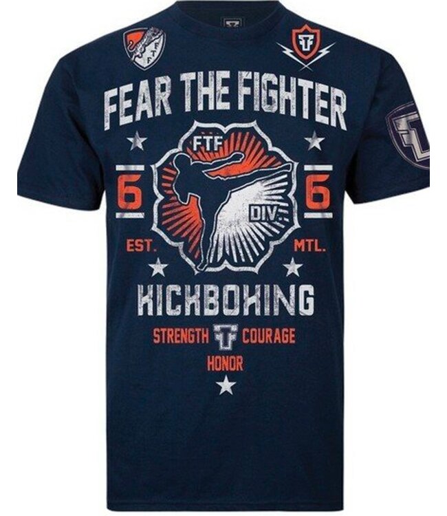 Fear the Fighter Fear The Fighter Kickboxen T-Shirt Baumwolle Marineblau