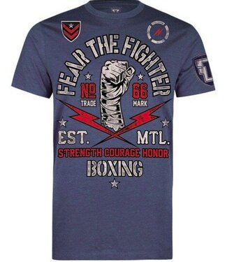 Fear The Fighter Boxing Club T Shirt Cotton Blue