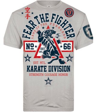 Fear The Fighter Karate T Shirt Cotton Grey
