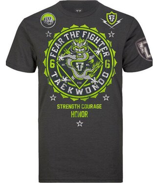 Fear the Fighter Tae Kwon Do T-Shirts Baumwolle Dunkelgrau