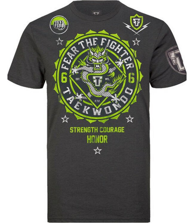 Fear the Fighter Fear the Fighter Tae Kwon Do T-Shirts Katoen Donkergrijs