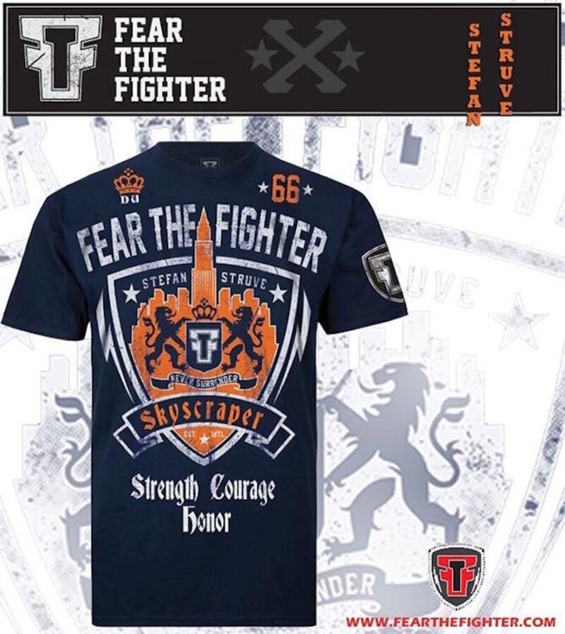 Fear the Fighter Fear the Fighter Stefan Struve UFC on Fuel T Shirts Cotton Navy Blue