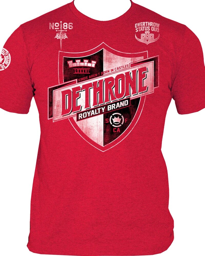 Dethrone Dethrone MMA Clothing Team Shield T-Shirt Baumwoll Rot