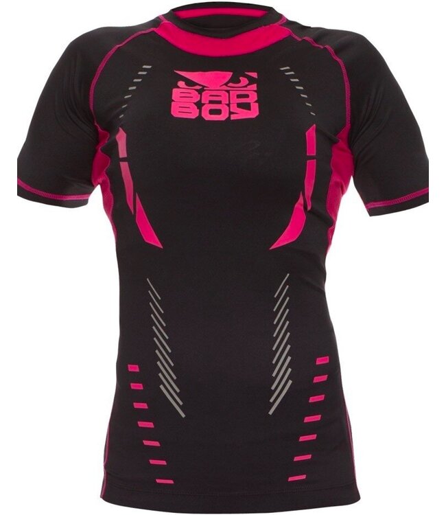 Bad Boy Bad Boy Ladies Sphere Rash Guard Compression Shirt Black Pink
