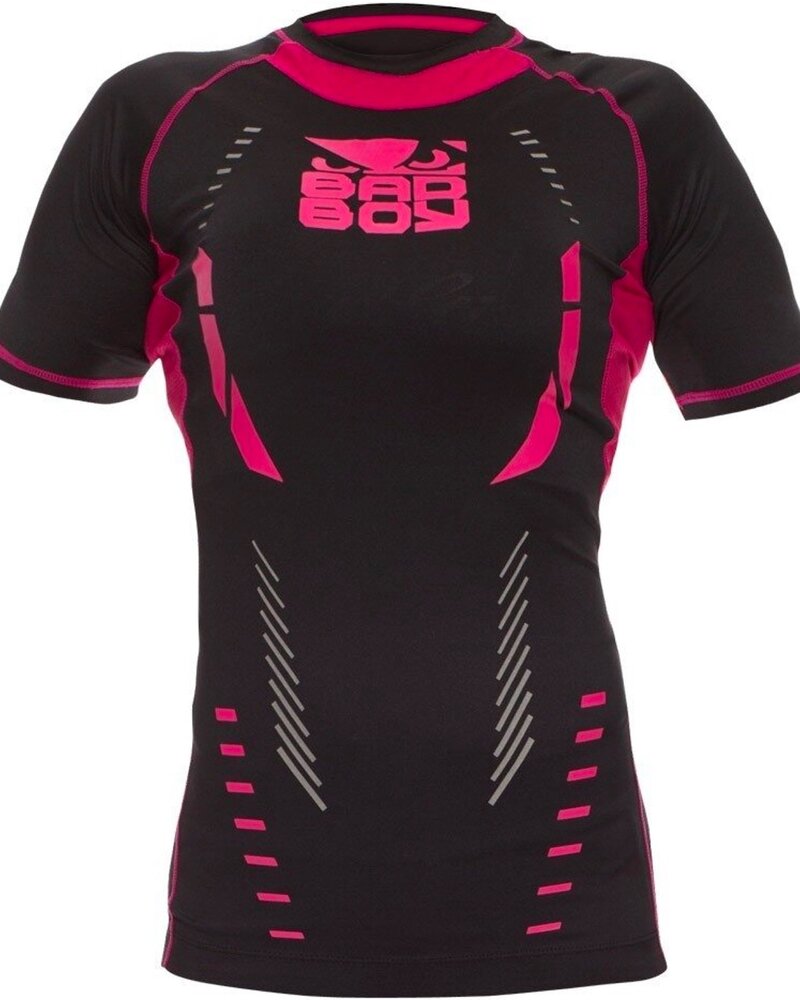 Bad Boy Bad Boy Ladies Sphere Rash Guard Compression Shirt Black Pink