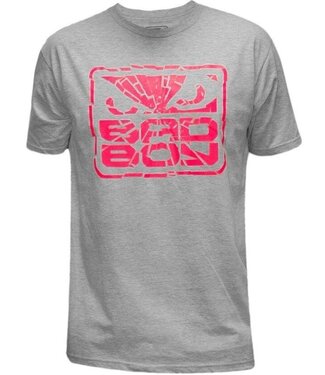 Bad Boy Shattered cotton T Shirt Heather Grey Pink