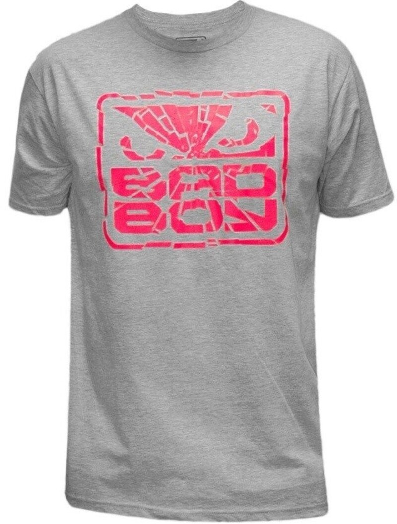 Bad Boy Bad Boy Shattered cotton T Shirt Heather Grey Pink