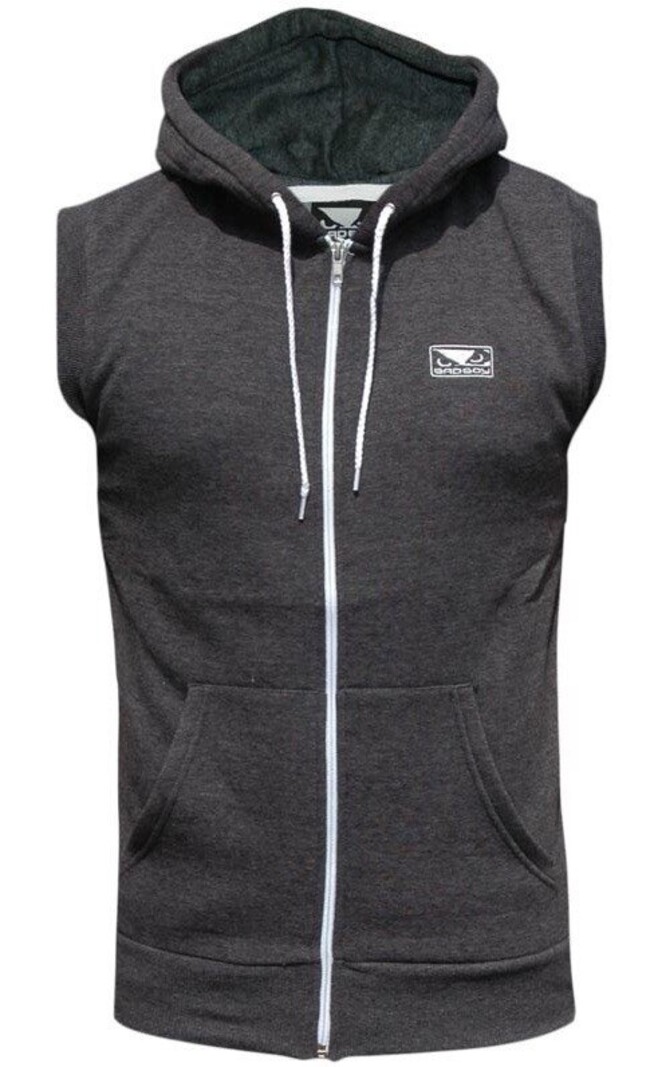 Bad Boy Bad Boy Sleeveless Hoody Sweater Cotton Dark Grey