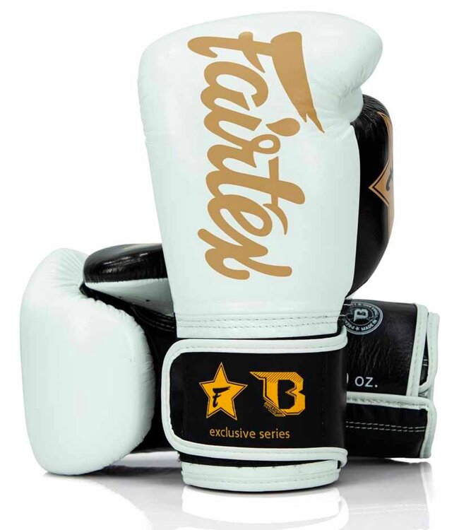 Fairtex Fairtex x Booster Kickbox Handschuhe FXB BG V2 Weiß Schwarz Gold