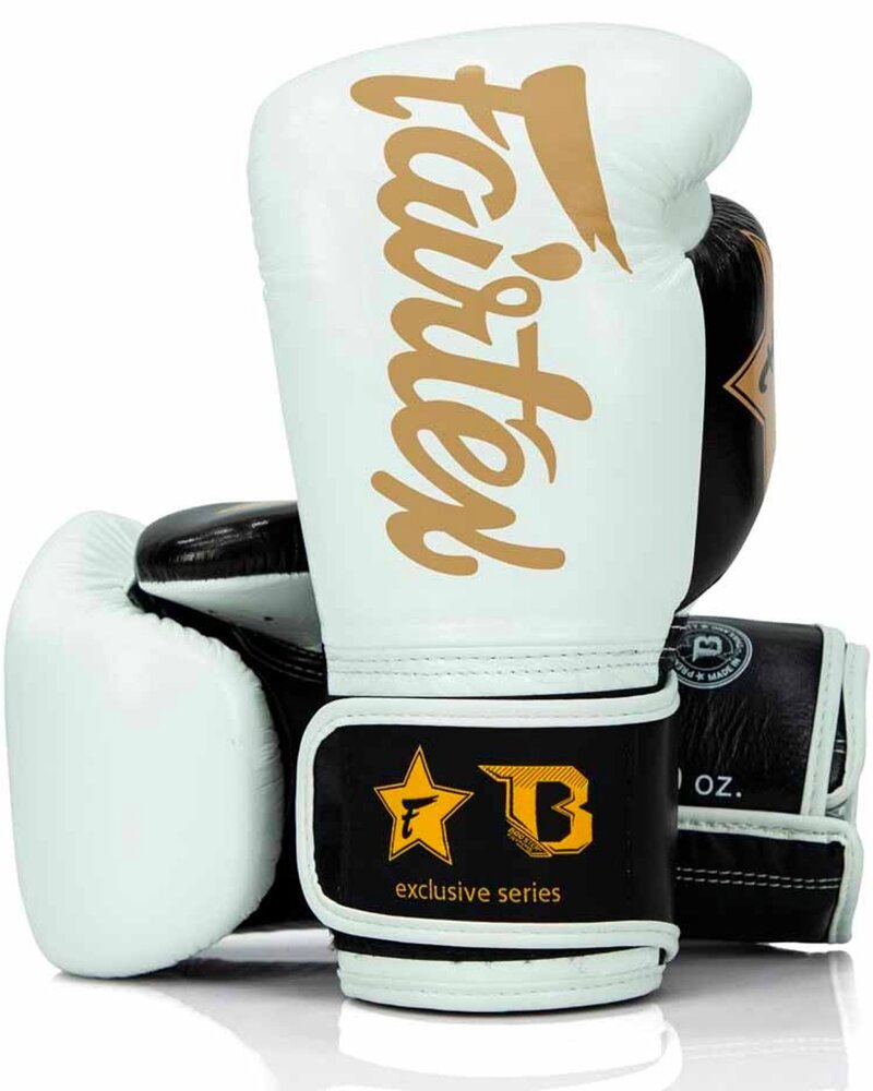 Fairtex Fairtex x Booster Kickbox Handschuhe FXB BG V2 Weiß Schwarz Gold