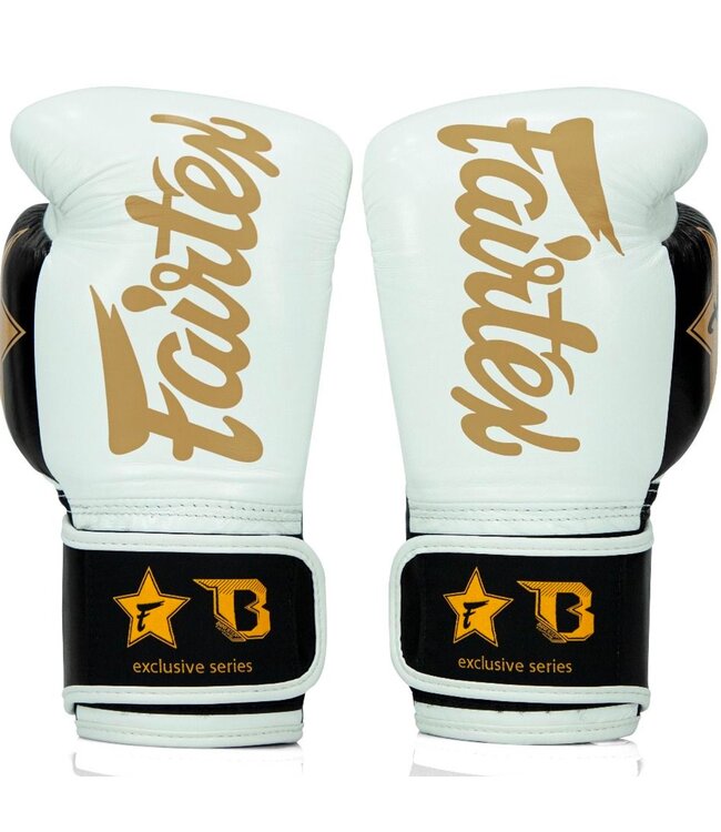 Fairtex x Booster FXB Boxing Gloves White/Black/Gold - Muay Thai & Kickboxing