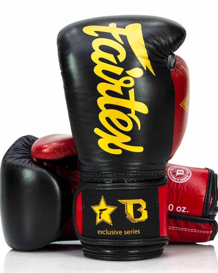 Fairtex x Booster Boxing Gloves FXB BG V2 Black Red Gold FIGHTWEAR SHOP EUROPE