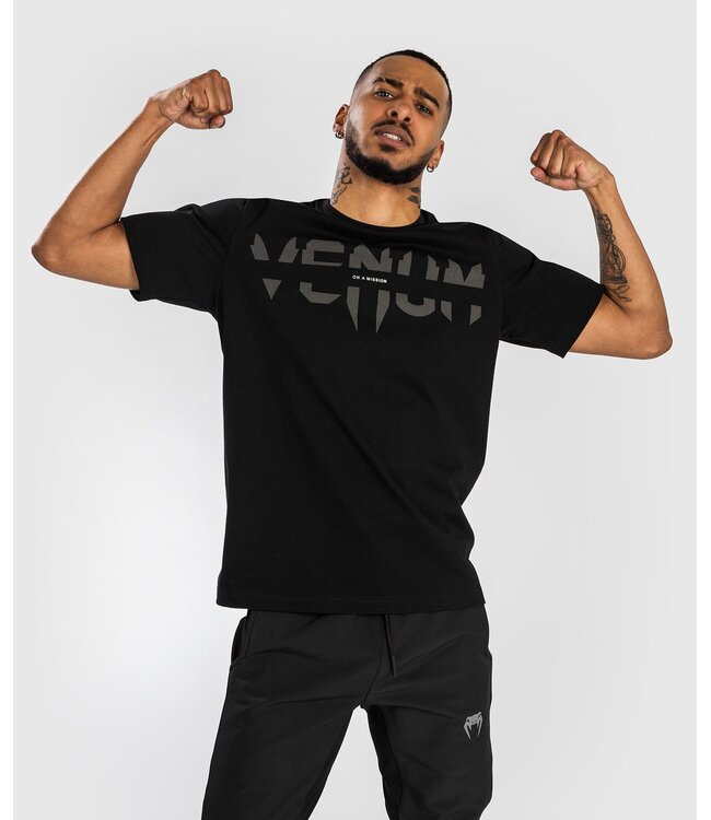 Venum On Mission T-Shirt Regular Fit Baumwolle Schwarz