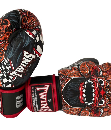 TWINS Boxing Gloves- Dual Light Colors w/ Elastic - BGEL1DUAL-BRIGHT-BLK -  by TWINS SPECIAL