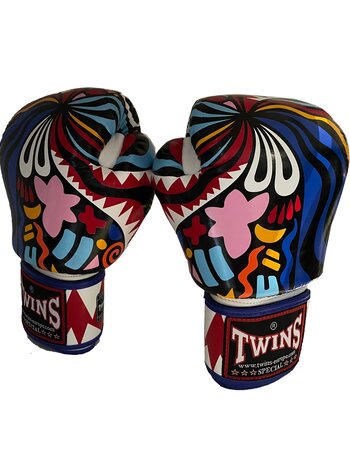 TWINS Boxing Gloves- Dual Light Colors w/ Elastic - BGEL1DUAL-BRIGHT-BLK -  by TWINS SPECIAL