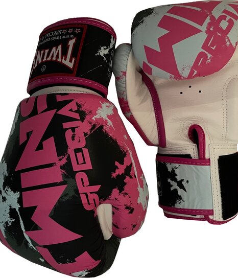 TWINS Boxing Gloves- Dual Light Colors w/ Elastic - BGEL1DUAL-BRIGHT-BLK -  by TWINS SPECIAL