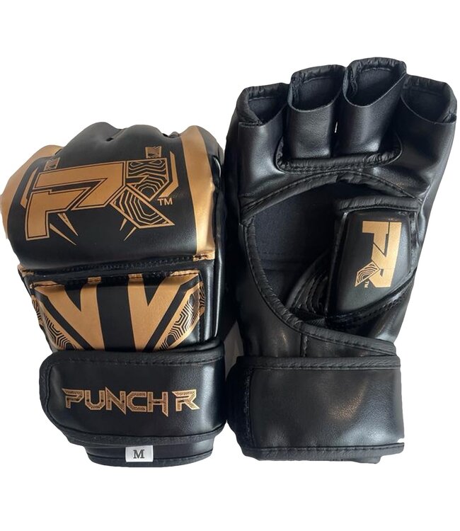 PunchR™ Electric MMA Gloves 4 OZ PU Black Gold