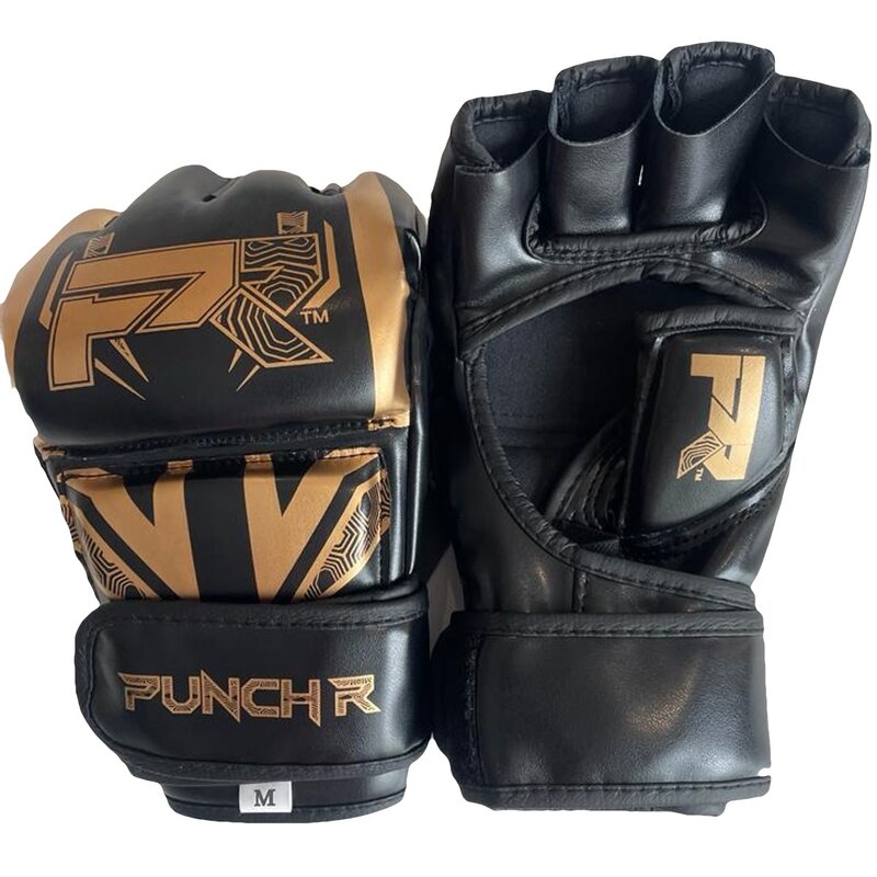PunchR™  PunchR™ Electric MMA Gloves 4 OZ PU Black Gold