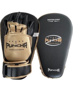 PunchR™  PunchR™ Long Curved Pro Style Focus Pads Mitts Zwart Goud