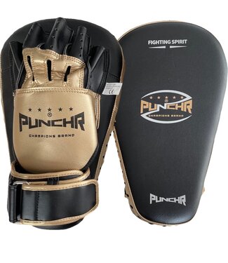 PunchR™  PunchR™ Long Curved Pro Style Focus Pads Mitts Zwart Goud