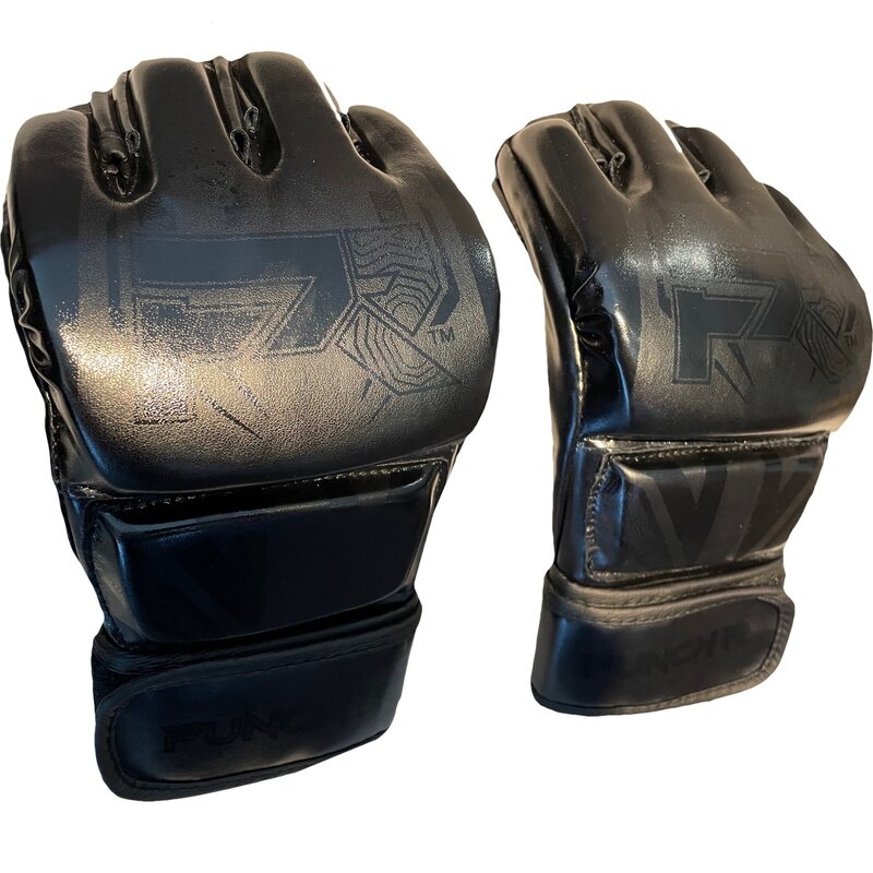 PunchR™  PunchR™ Electric MMA Gloves 4 OZ PU Black Black