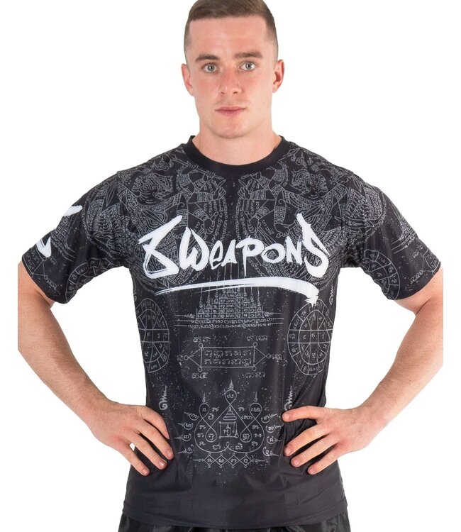 8 Weapons 8 WEAPONS Funktionelles Dry Fit T-Shirt Hanuman Yant Schwarz Grau