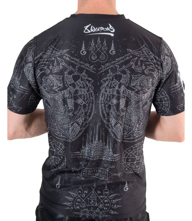 8 WEAPONS Funktionelles Dry Fit T-Shirt Hanuman Yant Schwarz Grau