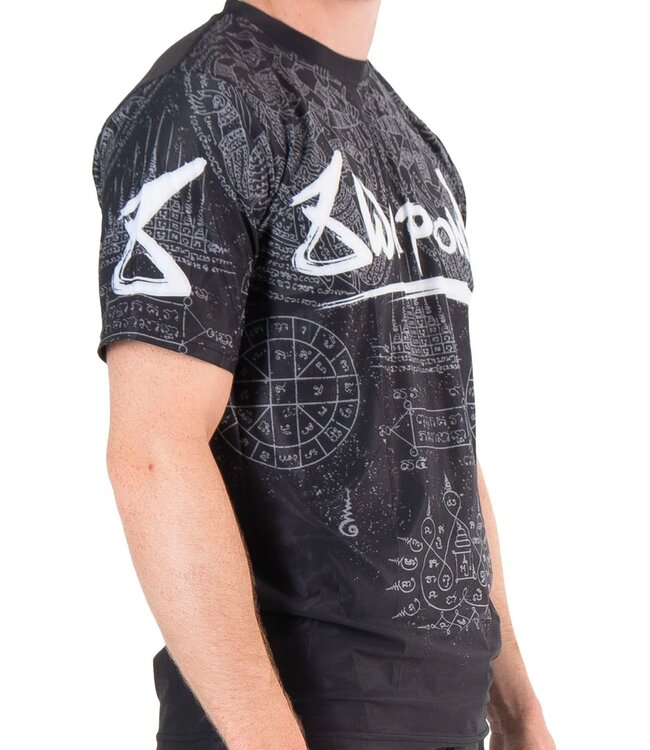 8 WEAPONS Funktionelles Dry Fit T-Shirt Hanuman Yant Schwarz Grau