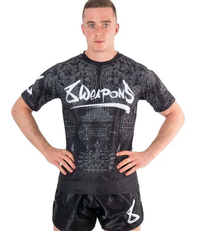8 WEAPONS Funktionelles Dry Fit T-Shirt Hanuman Yant Schwarz Grau