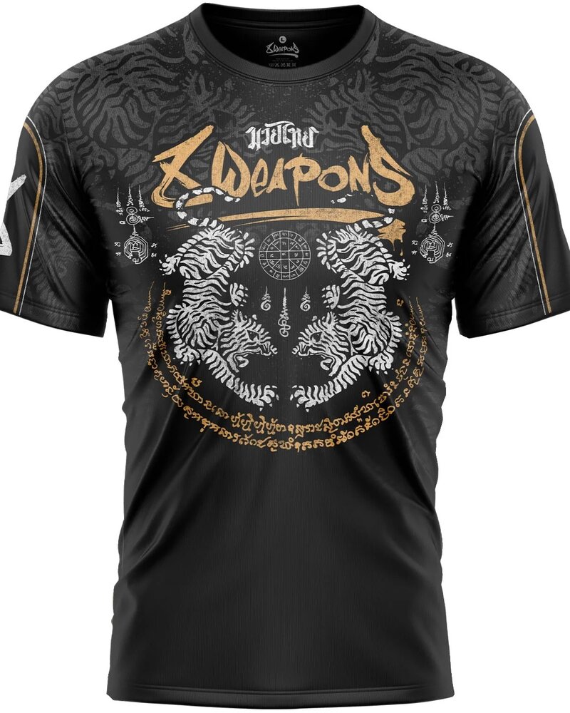8 Weapons 8 WEAPONS Funktionelles Dry Fit T-Shirt Tiger Yant Schwarz Gelb
