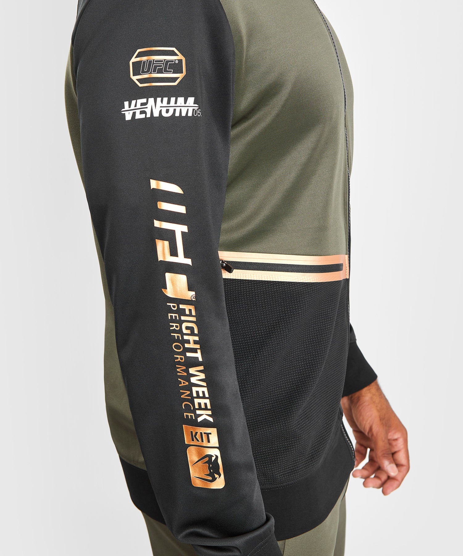 UFC x Venum Adrenaline Fight Week Hoodie Khaki Bronze - FIGHTWEAR