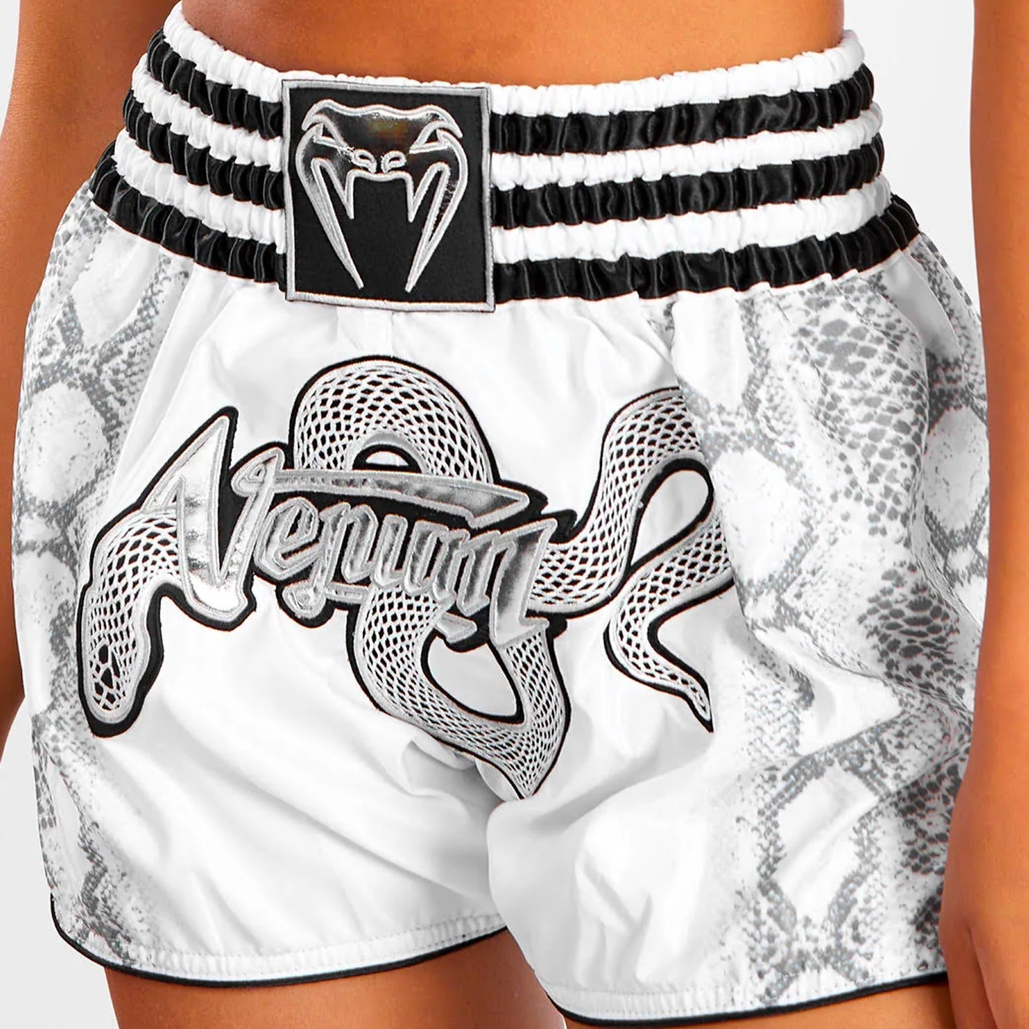 Python Snake Yellow And White Print Muay Thai Boxing Shorts main image 1