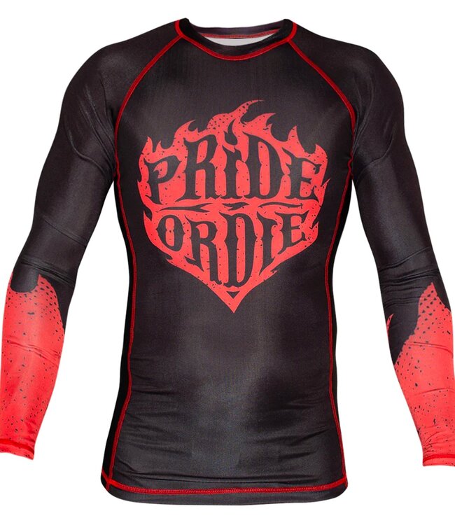 PRIDE or DiE Rash Guard Reckless Flames Schwarz Rot