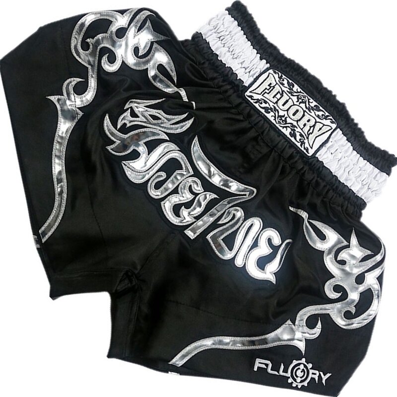 Fluory Fluory Muay Thai Short Kickboxing Short Tribal Black Silver MTSF53