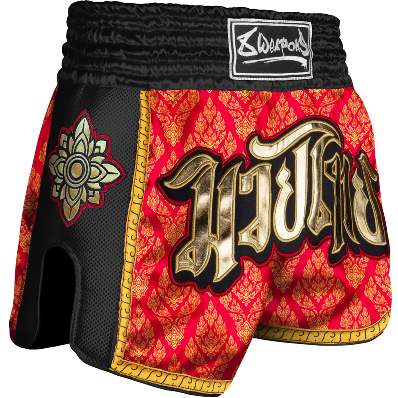 Muay Thai Boxing Shorts for Adult White Black With Gold Thai Stripe - Etsy