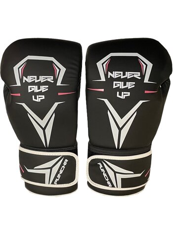 PunchR™  PunchR™ Never Give Up Boxing Gloves Black White