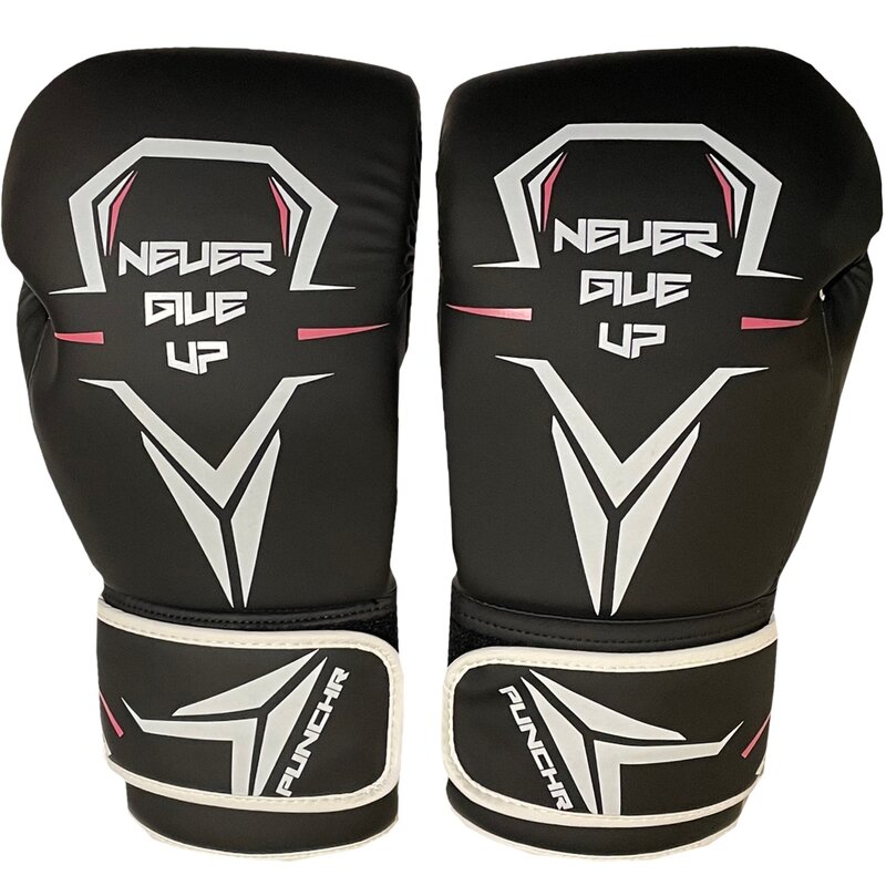 PunchR™  PunchR™ Never Give Up Boxing Gloves Black White